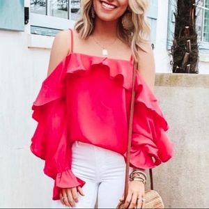 Pink ruffle top